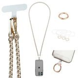 Phone Lanyard Chain Shoulder Cell Phone Strap Phone Charm Neck Chain Phone Holder 3 Pad Patche Tether Universal For Iphone 15 Pro Max 14 13 12 11 Samsung S24 Flip 5 Google Moto Gold
