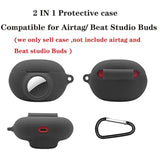 Compatible For Beats Studio Buds Airtag Case, Silicone Protective Skin Sleeve With Airtag Holder,Find Your Headphone Cover,Black