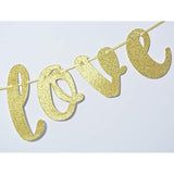 Wedding Banner Hanging Garland For Bachelorette, Engagement Or Wedding Party Decorations Bridal Shower Photo Prop Sign (Gold Glitter)