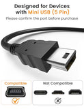 10ft Mini USB Cable, USB 2.0 to Mini B 480mbps Data Transfer Cord Compatible with Ti 84 Plus CE/Plus, TI Nspire CX II/CX CAS, PS3 Controller, Camera,