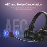 Waero-PRO 1.9GHz Wireless Intercom Headset System Noise Cancellation A/B Group 1700ft(518m) Zero Latency Team Communication Headsets for Church