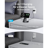 Anker MagSafe Compatible 2-in-1 Charging Stand, iPhone 16 Wireless Charger, Qi2 Certified 15W Ultra-Fast,Adjustable and Super Strong,for iPhone 16/15/14/13/12 Series,AirPods (Black, No Adapter)