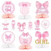 12PCS Pink Bow Baby Shower Centerpieces – It’s a Girl Coquette Table Decor