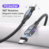 USB C Magnetic Charging Cable 240W 6ft, 16Pin Type C to Type C Magnet Charger Cable/360&180 Rotation Magnetic Phone Charger Data Cable for Phone
