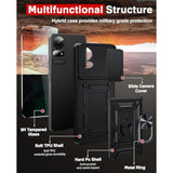 For Tcl 50 Le-Phone Case 4G: With Slide Camera Cover+Glass Screen Protector, Military-Grade Shockproof Cell Unlocked Phone Cover Funda Para With Magnetic Ring Holder Stand For Tcl 50 Le, Black