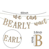 We Can Bearly Wait Baby Shower Decorations Teddy Bear Baby Shower Banner Sign Gender Reveal Neutral Party Garland Nursery Decoration Photo Props (Kraft)
