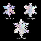 Iridescent-Holographic Snowflake-Snow Christmas Party-Decorations Garland - 12Pcs 3D Winter Wonderland Frozen Hanging Streamers Banner,Disco Birthday Baby Bridal Shower Wedding Decor Supplies
