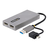 StarTech.com USB 3.0 or USB-C to Dual HDMI Adapter for Windows & macOS, 2x HDM