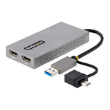 StarTech.com USB 3.0 or USB-C to Dual HDMI Adapter for Windows & macOS, 2x HDM