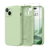 iPhone 15 6.1 Case with MagSafe, Screen & Camera Protection Silicone Matcha