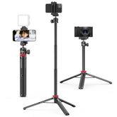 ULANZI MT-44 Extendable Phone Tripod, 59" Selfie Stick Vlog Stand with 2 in 1 Phone Clip, 360° Ball Head Camera-Tripod for iPhone Sony Canon Action Camera, Lightweight for Travel
