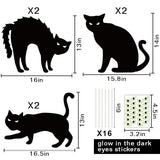 Halloween Decorations Outdoor, 6ct Black Cat Decor Yard Signs with Stakes, Scary Silhouette with Glow in Dark Eyes, Corrugated Plastic, Waterproof Lawn Decorations for Kids Family Home Party