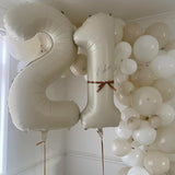 40 Inch Beige Number Balloon 1, Large Cream Number Foil Mylar Balloons For Birthday Party Celebration Decorations Supplies, Digital Balloons For Wedding Anniversary Events Decorations