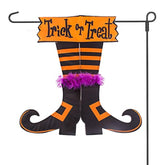 Happy Halloween Garden Flag Trick or Treat Witch Feet Double Sided Yard Outdoor Decor