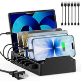Charging Station for Multiple Devices, 6 Port USB Desktop Charger Dock Compatible with iPad, , Android, Tablet, Family Multi Phone Charging