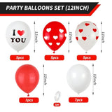 Valentines Day Balloons, 12 Inch Red White Ballons Heart Balloon I Love You Printed Romantic Valentines Day Balloon For Wedding Anniversary Party Decoration Supplies
