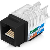 45° Angled Cat6 Keystone Jack In Black - Slim Profile Rj45 Ethernet Connector