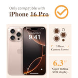 iPhone 16 Pro Case with Screen & Camera Protector, Floral Slim Shockproof 6.3''