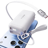 PowerGo 3-in-1 Portable Charger, 10000mAh Power Bank, 45W Fast Charging with 3.3 ft Built-in Retractable USB-C Cable & Foldable Wall Plug Travel