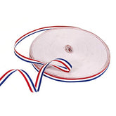 50 Yards 3/8 Inch Red/White/Blue Stripe Grosgrain Ribbon Double Face P