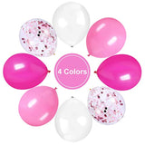 Pink Confetti White Balloons, 50Pcs 12 Inch Latex Balloons For Birthday Party, Valentine'S Day Decorations