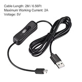 Usb Cable With On/Off Switch, Usb Male To Micro Usb Male Extension Cord 2M Bla