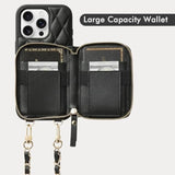 Compatible With Iphone 16 Pro Case Wallet With Card Holder,Rfid Blocking Wrist Strap Crossbody Phone Cover For Women For Iphone 16 Pro 6.3" Black