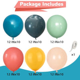 Boho Rainbow Balloon Set: Teal, Orange, Yellow, Green, Blue - 60pcs