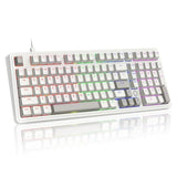 Ak980 Retro Mechanical Keyboard - 101-Key Hot-Swappable Gasket Mount Wired Keyboard With Pre-Lubed Red Switches, Anti-Ghosting, For Office & Quiet Typing (Grey-White)