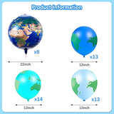 48 Pcs Globe Balloons, 8 Pcs 22 Inch And 40 Pcs 12 Inch World Map Planet Foil Latex Balloons For Earth Day Decorations, Travel Party Around The World Party Decorations