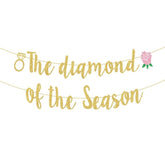 Tea Party Bridal Shower Decorations, The Diamond Of The Season Banner Gold Glittering For High Tea Supplies, Garden Bridal Shower Metallic Paper Party Decorationsfor Girls Women