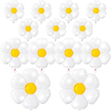 Daisy Balloons- 14Pcs Daisy Flower Foil Balloons For One Or Two Groovy Party Decorations Girls Daisy Themed Birthday Party Baby Shower Wedding Balloon Decorations White