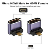8K Micro Hdmi To Hdmi Adapter (2 Pack), Up And Down 90 Degree Right Angle Micr