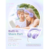 iClever Kids Headphones with Cat Ear Led Light Up, Safe Volume Limite Kids Wir