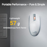 ASUS ROG Strix Impact III Wireless Gaming Mouse, 57 G Lightweight, 36K DPI Sensor, Bluetooth & 2,4GHz RF, ROG SpeedNova, Up to 618hrs Battery Life, Replaceable Switches, ROG Omni Receiver, White