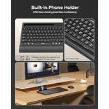 seenda Bluetooth Keyboard and Mouse Combo, COE201 Multi-Device Ergonomic Keyboard Mouse with Phone Holder, Full Size Wireless Quiet Combo Compatible for Windows, Laptop, MacBook, PC, iPad - Black
