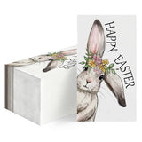 100 Easter Disposable Paper Decorative Guest Napkins, Spring Easter Bunny Flowers Hand Towel for Party Lunch Dinner Kitchen Bathroom