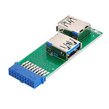 Dual Side USB 3.0 A Type Female to Motherboard 20Pin 19 Pin Box Header Slot Adapter PCBA with LED