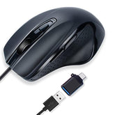 Usb-C Wired, Large Size, Ergonomic, Gaming And Office Mouse With 6 Buttons, 4 Level Dpi, Page Down/Up Buttons For Macbook Pro, Ipad Pro & Laptops, Computer (Black)