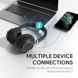BH76 Plus UC Wireless Headset for Work, Bluetooth Headsets with Microphone Active Noise Cancelling, Retractable Mic Arm, ANC Business Headsets for