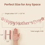 Happy Mothers Day Decorations Banner - Rose Gold Glitter Mothers Day Decor Sign Banner for Party Backdrop & Photo Props - Best Mom Ever Party Supplies & Home Decor