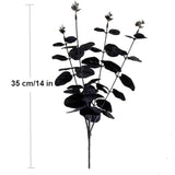 Black Eucalyptus Stems Leaves Branches Fake Flower Arrangement Farmhouse Home Bathroom Decor 6Pcs (Black)