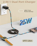 2 in 1 for Samsung Watch Charger, 25W USB C Fast Charger Compatible with Galaxy Watch 8/8 Classic/Ultra/7/6/6 Classic/5 Pro/5/4/4
