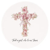 Pink Christian Mousepad Gifts For Women Teen Girls Mouse Pad, Cute Pink Office Desk Accessories Mousepad, Just A Girl Who Loves Jesus, Gifts For Women Faith, 8.7X8.7 Inch