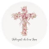 Pink Christian Mousepad Gifts For Women Teen Girls Mouse Pad, Cute Pink Office Desk Accessories Mousepad, Just A Girl Who Loves Jesus, Gifts For Women Faith, 8.7X8.7 Inch