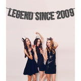 Pre-Strung Legend Since 2009 Banner For 16Th Birthday Party Decoration,Happy 16Th Men Women Birthday Party Banner,Handmade - Black