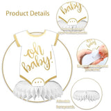 6PCS Neutral Gold "Oh Baby" Honeycomb Table Centerpieces for Gender-Neutral Baby Shower