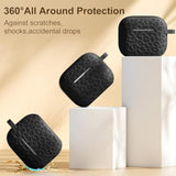 Leopard Engraved Soft Silicone Protective Case for Apple AirPods 4th Generation Case, Compatible with AirPods 4 Case, Cute AirPod 4 Case Accessories with Keychain, Black