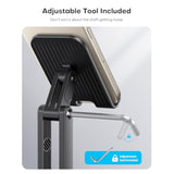 OMOTON Cell Phone Stand for Desk, 2 Pack Adjustable Foldable Phone Holder, 360 Swivel Mobile Stand Fit for iPhone 16 15 14 13 12 Pro Max and All Smart Phones, Black & White