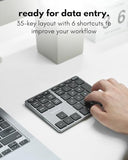 Bluetooth Number Pad For Laptop - Slim Aluminum Design - Rechargeable Wireless Numeric Keypad - 35 Key Numpad Keyboard For Data Entry - For Mac, Macbook Pro/Air, Ipad, Iphone, Ios, Pc, Android